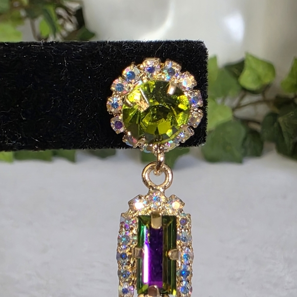 Statement Gold AB Cross Glam Earrings - Picture 5 of 11